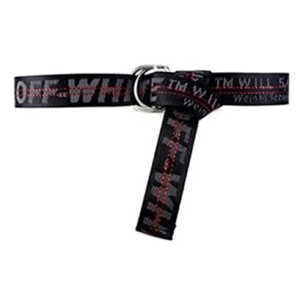 Unisex One Size Off-White D-ring Industrial Nylon Belt 58” In Black/Grey/Red